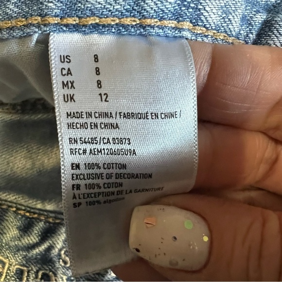 AEO Vintage Hi Rise Festival Distressed Denim Shorts - Picture 8 of 8